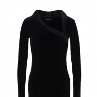 Emporio Armani 'Chenille With Asymmetric Neckline And Rhinestones' Langes Kleid für Damen