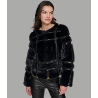 Karl Lagerfeld Paris Manteau 'Sequin Trimmed Faux Fur' pour Femmes