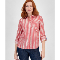 Tommy Hilfiger Women's 'Shimmering Striped Button-Down' Long Sleeve top