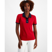 Tommy Hilfiger Women's 'Cotton Printed Puff-Sleeve' Polo Shirt