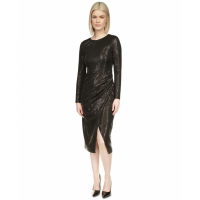 Michael Kors Women's 'Crewneck Long-Sleeve Metallic' Midi Dress