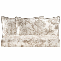 Biancoperla Toile De Jouy Parure Housse De Couette Double, Sable