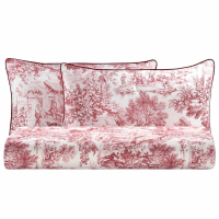 Biancoperla Toile De Jouy Parure Housse De Couette Double, Corail