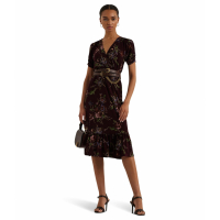 LAUREN Ralph Lauren 'Floral Jersey Surplice Puff-Sleeve' Midi Kleid für Damen