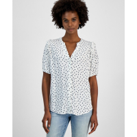 Tommy Hilfiger Women's 'Dot-Print Smocked-Yoke Shirt'