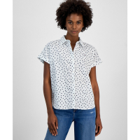 Tommy Hilfiger Women's 'Cotton Dot-Print Short-Sleeve Camp Shirt'