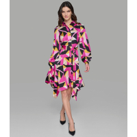 Karl Lagerfeld Paris Women's 'Printed Shirt Dress With Hanky Hem'