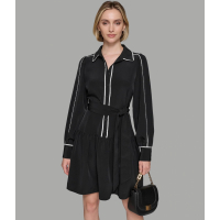 Karl Lagerfeld Paris Women's 'Fit & Flare Shirt Dress With Contrast Piping'