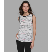 Karl Lagerfeld Paris Women's 'Printed Sayings Sleeveless Woven Top'