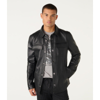 Karl Lagerfeld Paris Men's 'Bonded Leather Shirt Jacket'