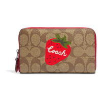 Coach Portefeuille 'Medium Id Zip In Signature With Wild Strawberry' pour Femmes