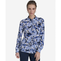Tommy Hilfiger Women's 'Floral-Print Ruffled-Placket Button-Down Knit Top'