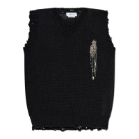 Alexander McQueen Men's 'Distressed Patch Embroidery Knit' Tank Top