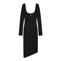 Givenchy Women's 'Asymmetric In Ribbed Cotton With 4G Liquid Detail' Long-Sleeved Dress