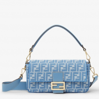 Fendi Women's 'Denim-Effect FF Jacquard' Baguette Bag