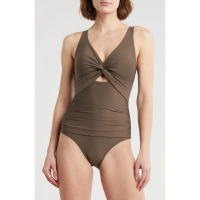 DKNY 'Deep V-Neck Keyhole Twist One-Piece' Badeanzug für Damen