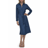 DKNY 'Long Sleeve Belted Midi' Hemdkleid für Damen