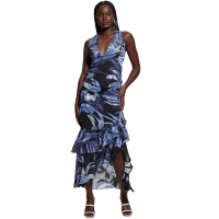 Guess 'Ava Printed Mesh Ruffled' Maxi Kleid für Damen