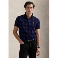 Polo Ralph Lauren Men's 'Custom Slim Fit Plaid Mesh Polo Shirt'