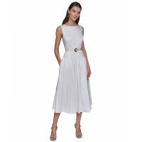 Karl Lagerfeld Paris Robe Midi 'Drop-Waist Floral-Belt' pour Femmes