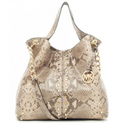 Python embossed leather handbag 
