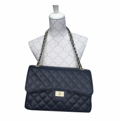 Giulia Monti Navy calf leather shoulder bag