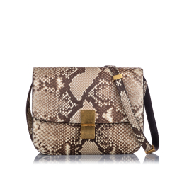 Celine AB Celine Brown Beige Python Leather Leather Small Python Classic Box Bag Italy