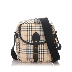 Burberry B Burberry Brown Beige with Multi Canvas Fabric House Check Crossbody Bag United Kingdom