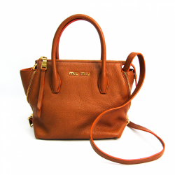 Miu Miu Madras 5BA003 Women's Leather Handbag,Shoulder Bag Brown,Orange