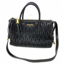 Miu Miu Matelassé Nappa Tote Black