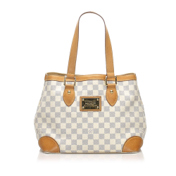 Louis Vuitton B Louis Vuitton White with Blue Damier Canvas Canvas Damier Ebene Hampstead PM France