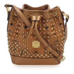 MCM B MCM Brown Calf Leather Visetos Studded Bucket Bag Germany