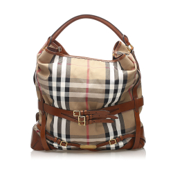 Burberry B Burberry Brown Beige with Multi Canvas Fabric House Check Gosford Bridle Handbag United Kingdom