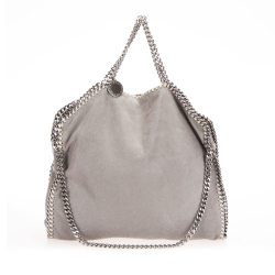 Stella McCartney B Stella McCartney Gray with Silver Fabric Falabella Fold-Over Tote Bag Italy