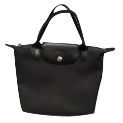 Longchamp Black Mini Le Pliage Neo Handbag/ Leather Finish