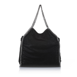 Stella McCartney B Stella McCartney Black with Silver Fabric Falabella Fold-Over Tote Bag England