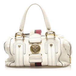 Gucci B Gucci White Calf Leather Aviatrix Boston Bag Italy