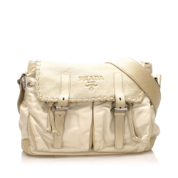 Prada B Prada White Nylon Fabric Tessuto Crossbody Bag Italy