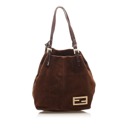 Fendi B Fendi Brown Dark Brown Suede Leather Tote Bag Italy