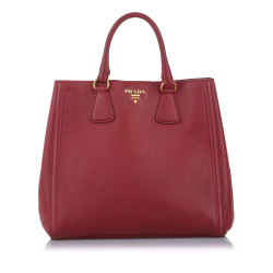 Prada B Prada Red Calf Leather Vitello Daino Tote Bag Italy