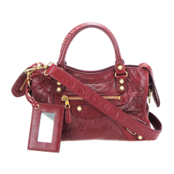 Balenciaga B Balenciaga Red Bordeaux Lambskin Leather Leather Motocross Classic City Giant 21 Satchel Spain