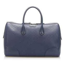 Gucci AB Gucci Blue Navy Calf Leather Diamante Boston Bag Italy