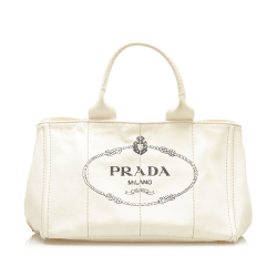 Prada AB Prada White Canvas Fabric Canapa Logo Handbag Italy