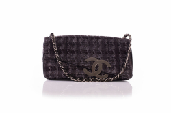 Chanel Black & Silver Tweed CC Flap Bag