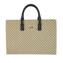 Gucci B Gucci Brown Beige with Black Canvas Fabric Diamante Business Bag Italy