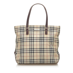 Burberry B Burberry Brown Beige with Multi Canvas Fabric House Check Tote Bag UNITED KINGDOM