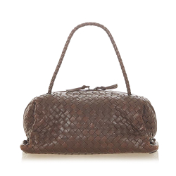 Bottega Veneta B Bottega Veneta Brown Dark Brown Calf Leather Intrecciato Handbag Italy