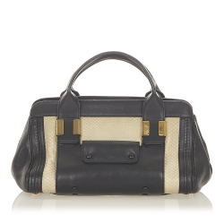 Chloé B Chloe Black with White Calf Leather Alice Satchel France