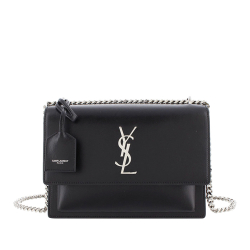 Saint Laurent B YSL Black Calf Leather Medium Sunset Crossbody Bag France