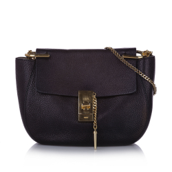 Chloé B Chloe Black Calf Leather Drew Crossbody Bag ITALY